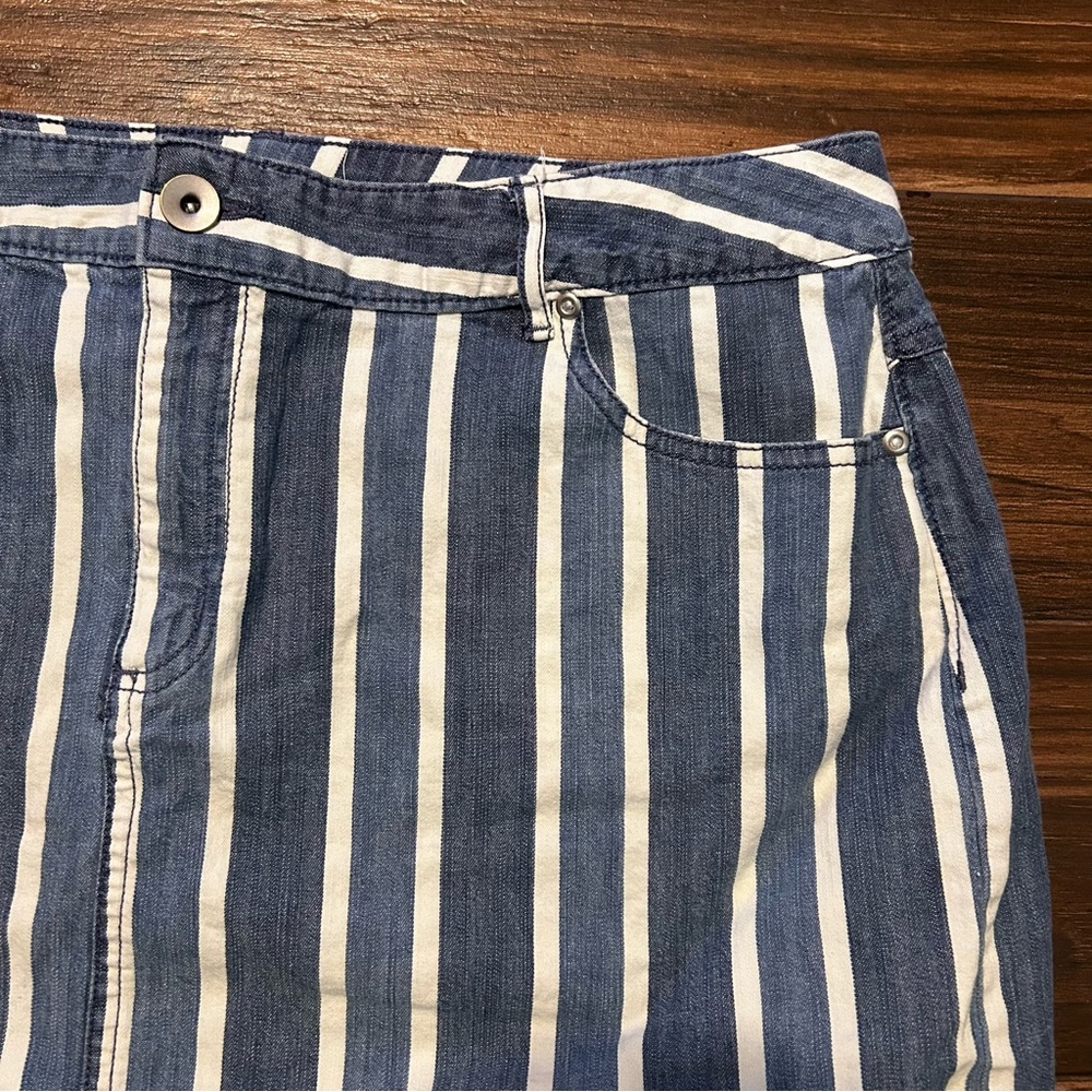Cato Midi‎ Skirt 18W Denim Like Blue White Pockets - Picture 3 of 9